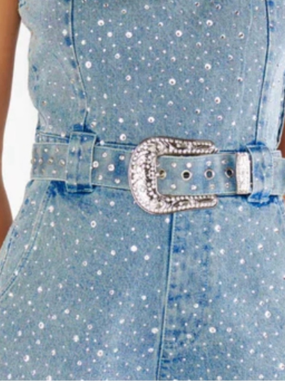 Show Me Your Mumu Rhinestone-Embellished Denim Romper - Picture 2 of 5
